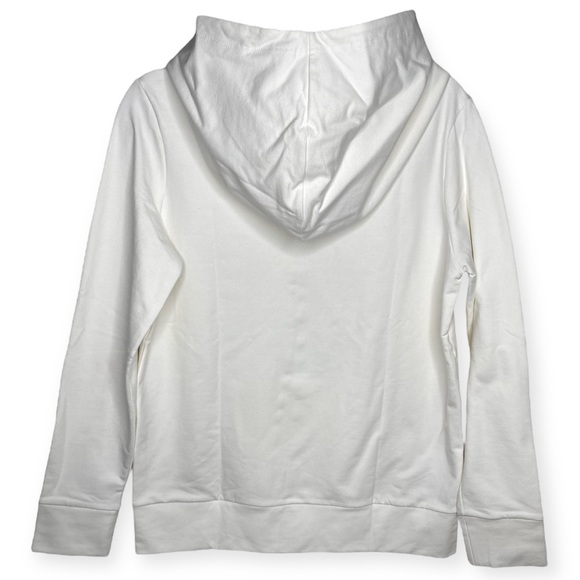 NWOT Kitty Bow Style Skull Print L Pullover Hoodie Cream Kangaroo Pocket - Picture 5 of 6